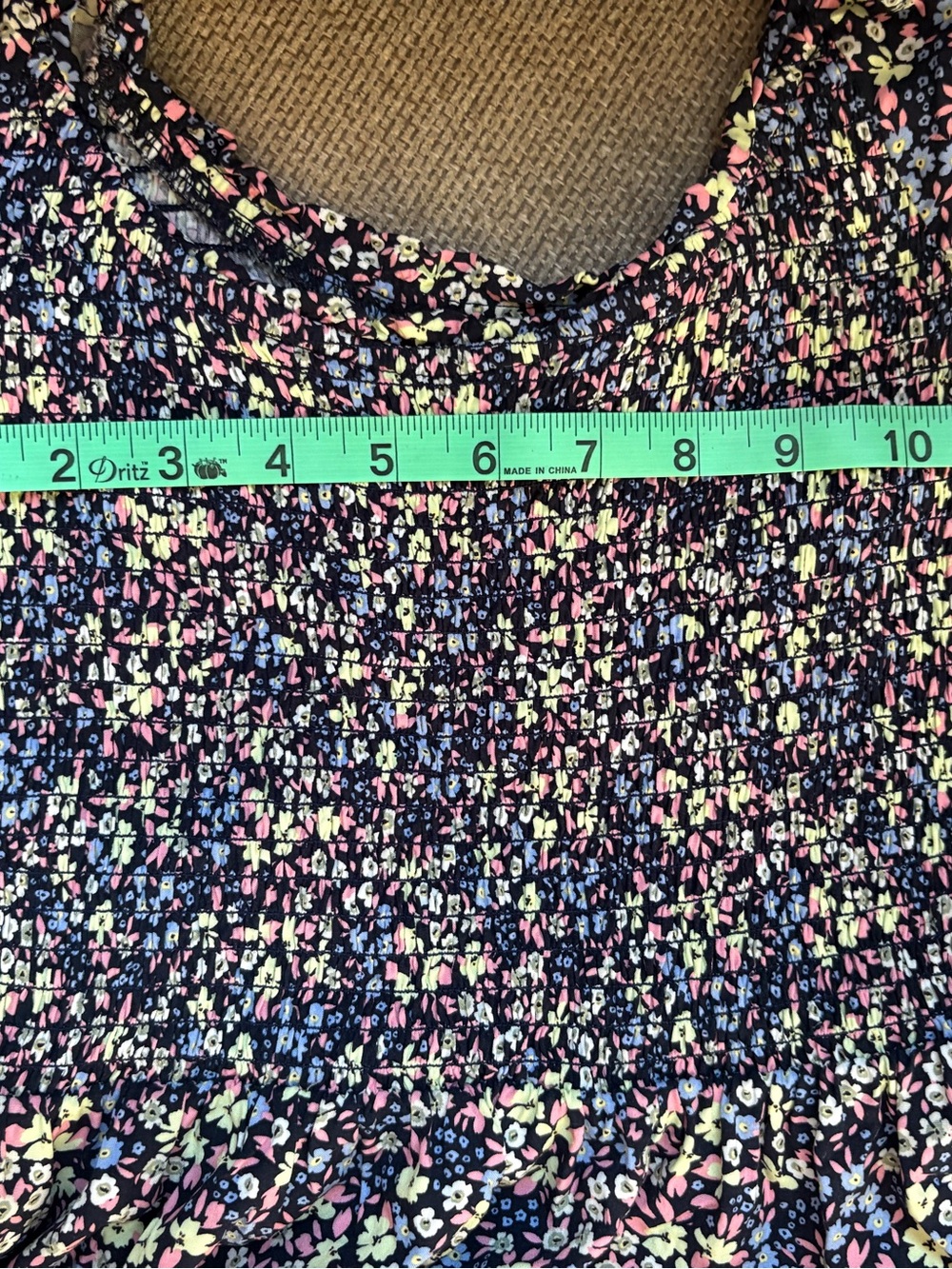 GAP Navy Floral Smocked Midi Dress with Puff Sleeves Cottagecore EUC Size S - Picture 10 of 14